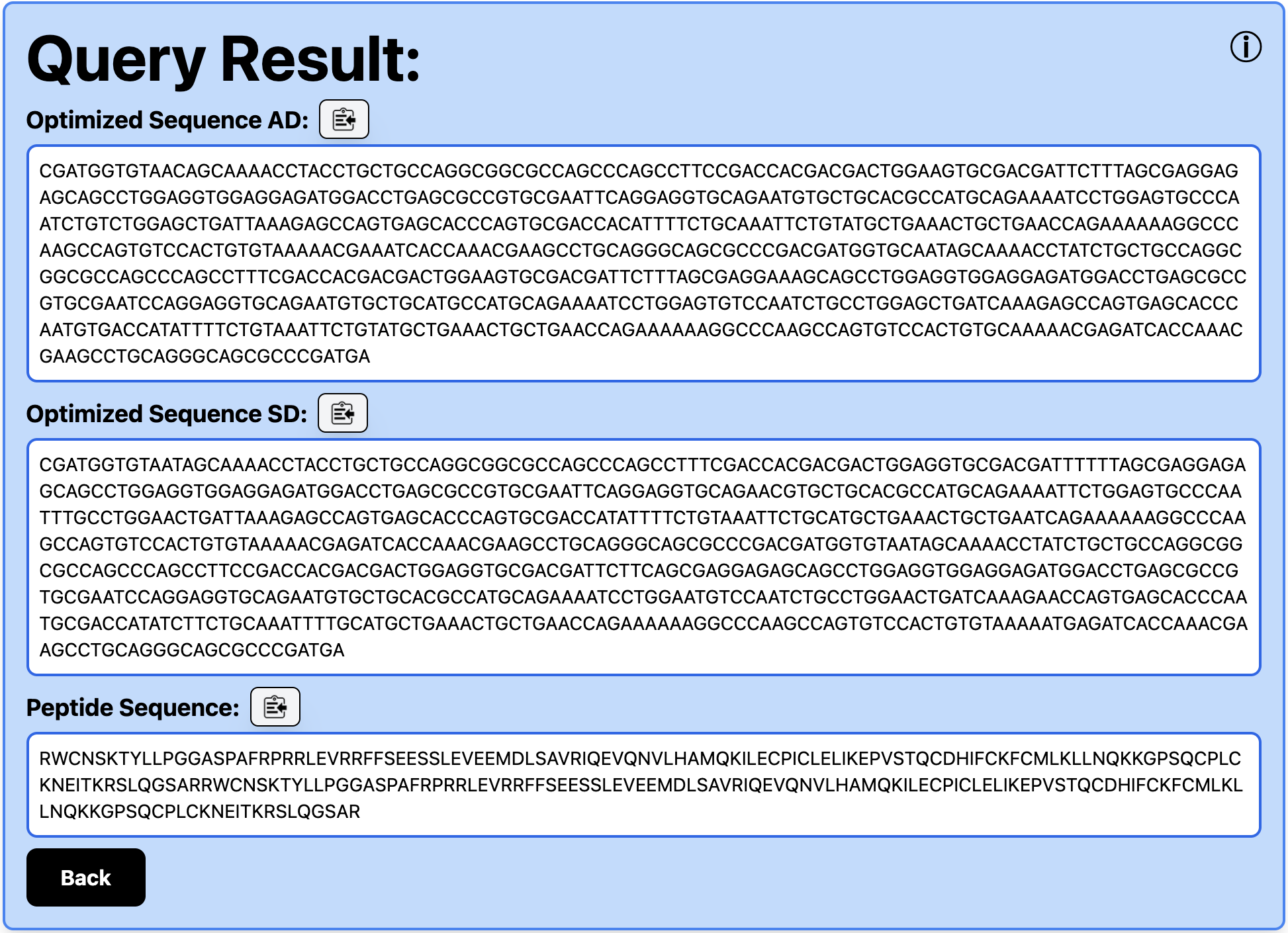 Query result example.